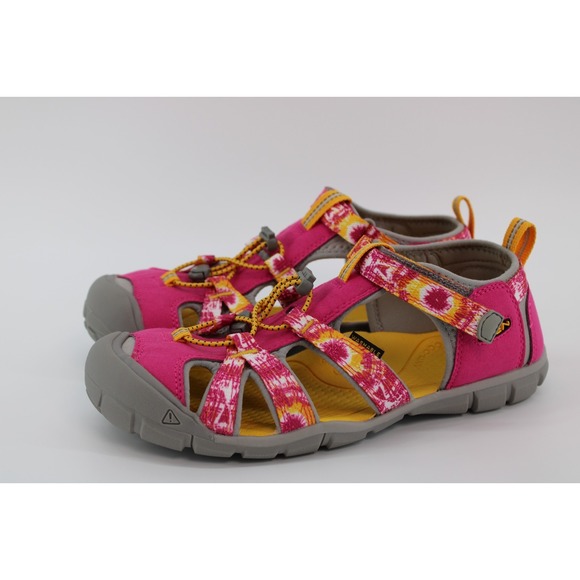 KEEN Kid's Girl Sport Sandals Seacamp II CNX Multi/Keen Yellow Pink size 7 New - Picture 1 of 7